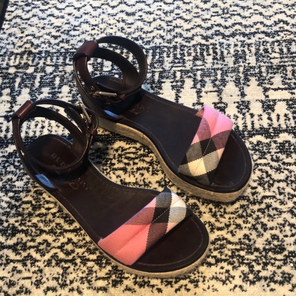 Pink platform Burberry sandals